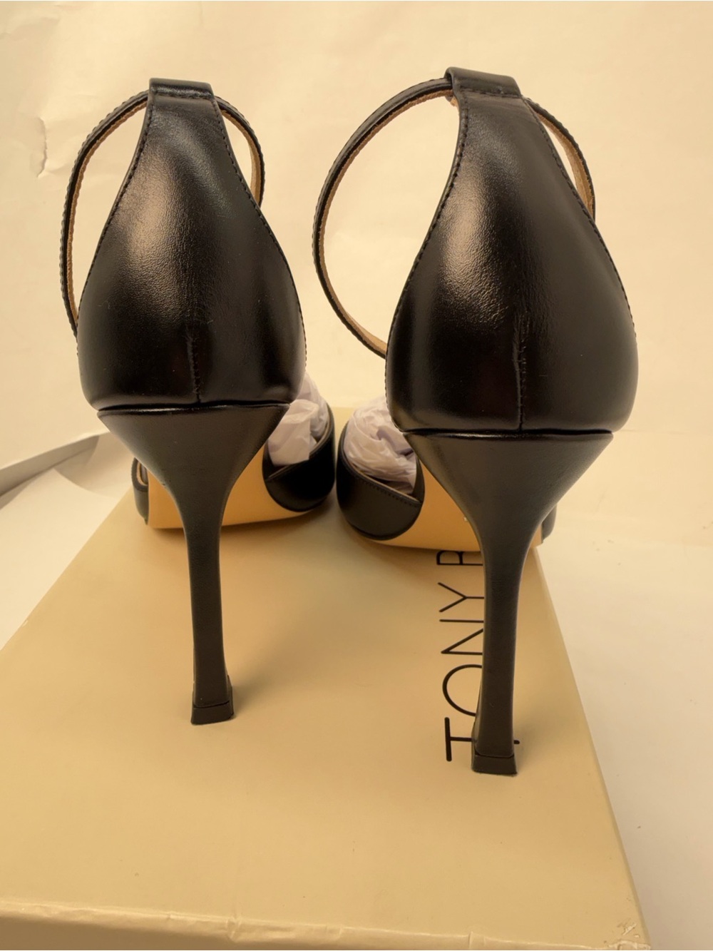 Tony Bianco Aztec Heel in Black Como leather high heel ankle strap pointed toe - Picture 6 of 7